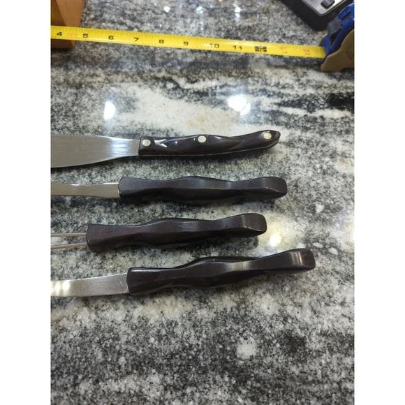 Cutco 4 Piece Kitchen Utensil Set & Wooden Holder Whisk Spoon Spreader Fork - Picture 12 of 14